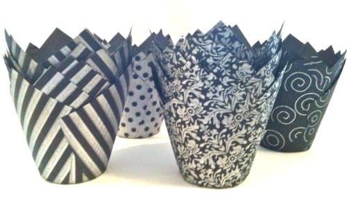 Silver and Black Folded Muffin Cases 36 pieces