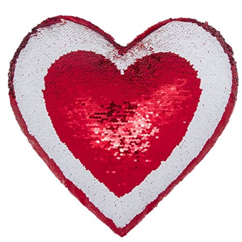 Ataya Magic Flip Reversible Sequin Throw Pillow + Insert Heart Shape Decor Cushion
