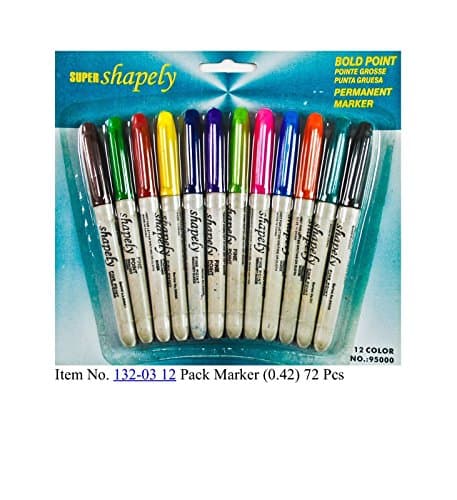 NEW 12PC 12 PC PEICE PERMANENT COLOUR BOLD FINE POINT MARKER PEN ARTIST TATTOO PIERCE CD DVD DRAWING MARKERS PACK OF 12