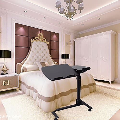 Iglobalbuy Laptop Stand Table Desk Height and Angle Adjustable Notebook Computer Tray Stand Table with Rolling Castors