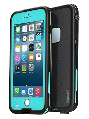 Sunwukin IP68 Waterproof Protective Case for iPhone 6s Plus/6 Plus (5.5 inch) [Grid Series] With Built-in Clear Screen Protector Shockproof Snowproof Dirtpoof Design (Grass Blue/Teal)