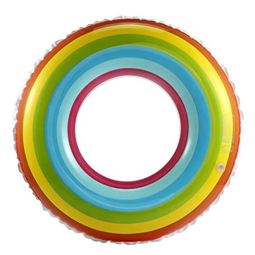 Giant Rainbow Swim Ring Inflatable Pool Float Large Size Water Toys Swimming Pool Toy Thicker Safety Pool Party Beach For Adults Kids (80# Inner Ring 29CM)