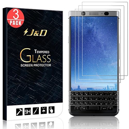 J&amp;D [3-Pack] BlackBerry KEYone Screen Protector, Glass Screen Protector [Tempered Glass] HD Clear Ballistic Glass Screen Protector for BlackBerry KEYone - Protect Screen from Drop and Scratch