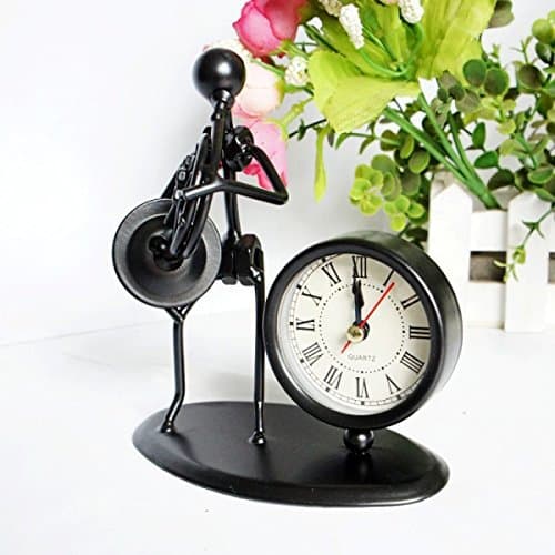 JGBFT Clock Creative Small Iron Man Guitar Model Music Musical Instrument Metal Ornaments Home Crafts
