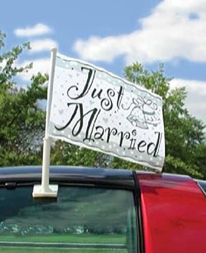 WEDDING BELLS JUST MARRIED CAR FLAG