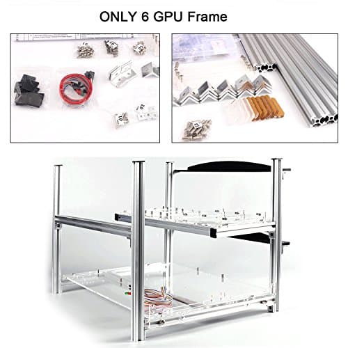 6 GPU Mining Case,Cryptocurrency Miners Aluminum Stackable Open Air Rig Frame Rack Unassembled(Only Frame,no Fan)