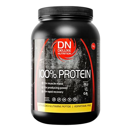 Deluxe Nutrition 100% Protein 1kg Raspberry Ripple With Whey, Isolate Protein And Added Glutamine Peptide
