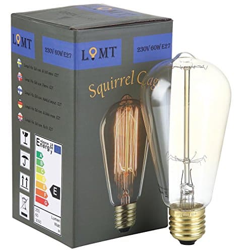 LOMT™ 1-Pack 60W Warm Rustic Dimmable Light Bulb Squirrel Cage Filament, Vintage Incandescent Edison E27 Electric Light, Create The Perfect Atmosphere For Bar Restaurant Coffee Shop And Home Use, Available in 1, 3 and 6 pack