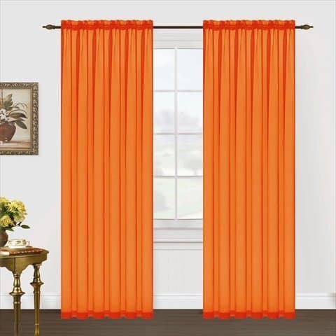 Editex Home Textiles Monique Sheer Window Panel, 55 by 95-Inch, Neon Orange by Editex Home Textiles