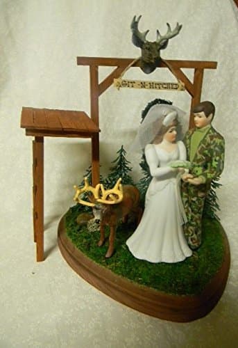 Wedding Party Reception Git n Hitched Camo Deer Hunter Cake Topper Tree Stand by Designs by Regina