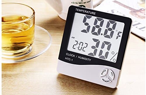 Generic Digital LCD Thermometer Hygrometer, White Temperature Humidity Meter, LCD Calendar Alarm clock