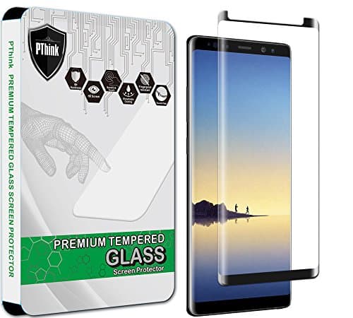 PThink [3D Curved Full Screen Coverage] Tempered Glass Screen Protector for Samsung Galaxy Note 8 (Black)