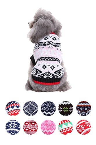 FishBabe Pet Vintage Pattern Nordic Style Pullover Knit Jumper For Small Dogs Puppy Funny Cute Snowflake Print Cat Dachshund Chihuahua Jack Russell Beagle Yorkie Pug French Bulldog Sweater Clothes 11 Optional Size S-2XL Nordic Pink Medium
