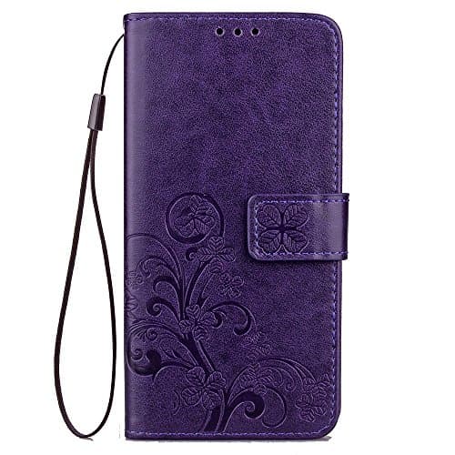 Eaquro Google Pixel 2 Case , Eaquro Floral Pattern Design PU Leather Wallet Case for Google Pixel 2 with Stand Feature - Purple