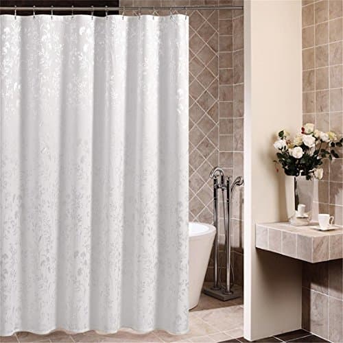 Polyester Shower Curtain Set With Hooks White Bath curtain, Silver Branches Sketch Pattern Waterproof No Transparent Washable Bathroom Washroom Shelter Enough Rings, 180*200cm