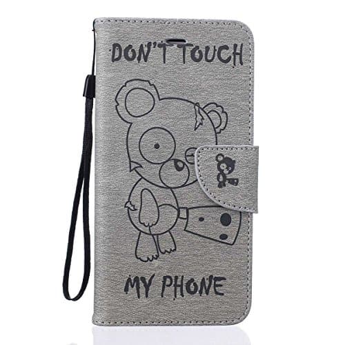 Gelusuk Google Pixel XL Case,Embossed Cartoon Bear Pattern PU Leather Stand Flip Folio Cover Wallet Magnetic Closure Card Holders for Google Pixel XL,Gray Bear