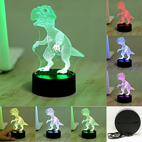 Colorful 3D Visual Led Night Lights for Kids Touch USB Table Lampara Lampe Baby Sleeping Nightlight (Dinosaur)