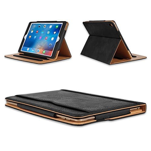 New iPad 9.7 2017 case Leather Folio Multiple Viewing Angles Card Pocket Stand Case for Apple iPad 9.7 inch 2017.Also suitable for AIR / AIR2(2014-2016) - (Black)