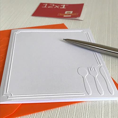 Knife Fork Spoon Note Cards - Pack of 6 White Embossed Blank Cards With Your Choice of Envelope Colour