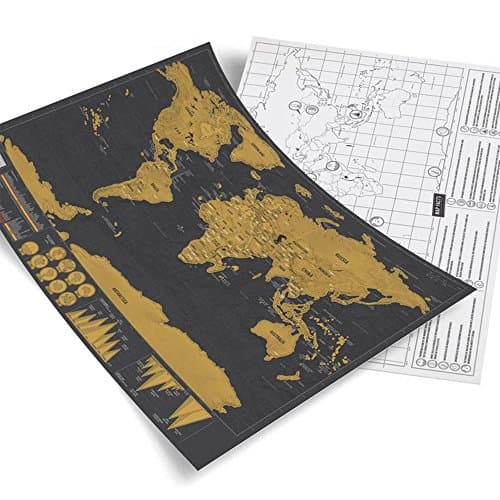 Home Decor Deluxe Scratch Map Personalized Black Golden World Map Travel Journal World Map Wallpaper Wall, Best Gift For Travelers &amp; Office Decoration