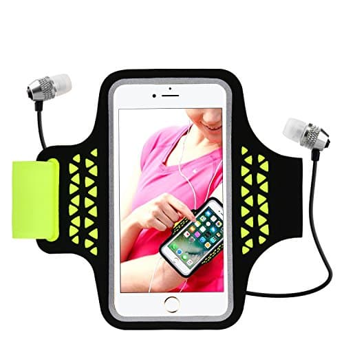 Sports Running Armband, Cellphone Case Protector for iPhone 8/7/6/6S Plus, Samsung Galaxy S5 S6 S7 Edge Plus Up to 5.5 Inch, Sweat-proof Armband with Reflect Stripe, Key and Cards Holder