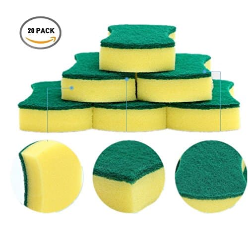Multi-Use Heavy Duty Scrub Sponge-Never Smell Technology Viscose Sponges-100% Biodegradable &amp; Eco Friendly-Kitchen-Bathroom-Car-Individually Wrapped-20 Pack