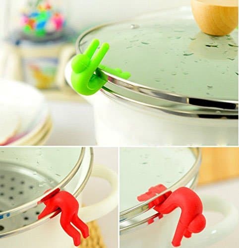 5 PCS Creative Kitchen Lid Lifter, Spill-proof Pot Silicone Lid Stand for Soup Pot, Kitchen Gadget Pot Spill-proof Lid Stand Heat Resistant Holder