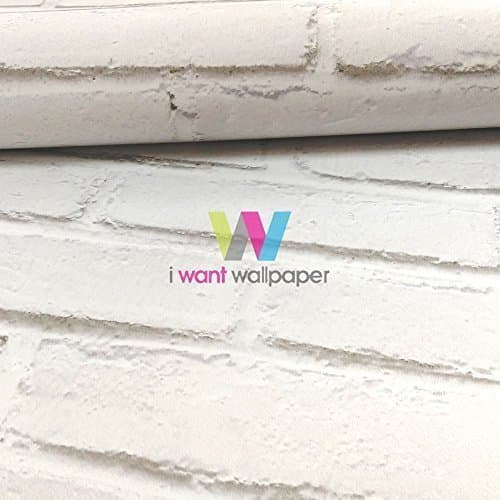 Direct Brick Pattern Realistic Faux Effect Stone Wall Photo Mural Wallpaper (White F87359)