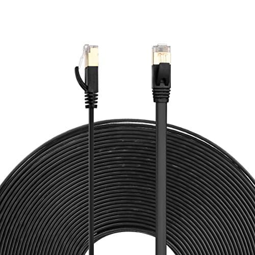 Emmaky Ethernet Cable,CAT7 LAN Network Cable RJ45 Patch Cord STP Gigabit 10/100/1000Mbit/s with Gold Plated Lead for Switch/ Router/ Modem/ Patch Panel 10m/33ft,Black
