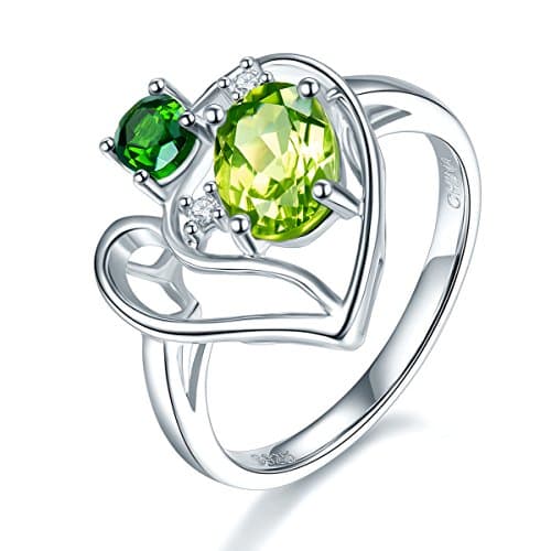 Hutang Natural Gemstone Peridot Chrome Diopside Solid 925 Sterling Silver Heart Ring Fine Jewelry Best Gift For Women 2017 NEW