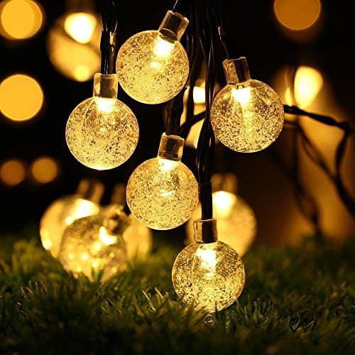 Stoog Solar Bubble Light String Waterproof 6M 30 LED Crystal Ball Lights Globe Fairy Lights for Courtyard Gardens Homes Patio Lawn Wedding Halloween Christmas Party Holiday Decorations (Warm White)