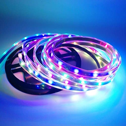 IKSACE DC12V 16.4ft 5M WS2811 1903 Waterproof Programmable Dream Color LED Digital Strip 150LEDs 50ICs Pixel Strings 5050 RGB Flexible Colorful Addressable Rope LED strip Black 30LEDs/M IP68