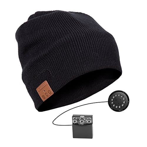 Zibaar Latest Bluetooth Hat V4.2 Bluetooth Beanie Hat with Wireless Stereo Headphones and Mic Wireless Beanie Hat Hands Free Talking Plain Knitting Black