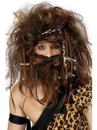 Smiffy's Men's Crazy Caveman Set Includes Wig Beard Headband Bones and Braids