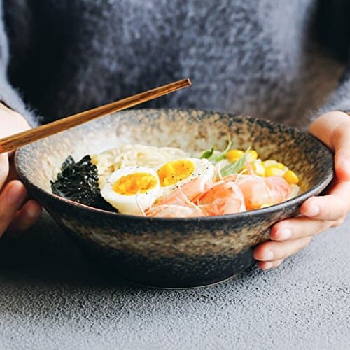 Creative Brown Ceramic Bowl Creative Tableware Ramen Bowl 8 Inches Fruit Salad Bowl Large Capacity Ramen Bowl