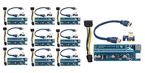 10x Genuine 006C Ver. PCI-E extender PCI Express Riser Card 1x to 16x 60cm USB 3.0 BTC,ETH, NEO,DASH Miner Machine 006c Uk Stock