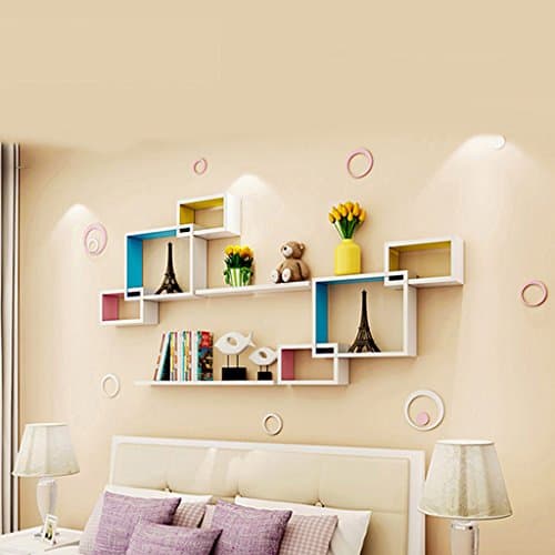 Wall Shelf DWW Wall shelves punch-free multi-compartment density board display home storage floating wall