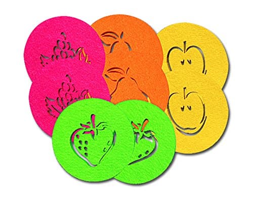 Supmo Felt Coasters Round in Bright Colours with Fruit Designs (Selection of Colours + Design), 5 mm Thick, Elegant and Striking, mix, 8er