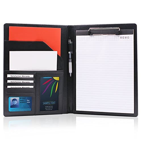 Startostar Multi-Purpose Portfolio Padfolio Organizer With Paper Pad, Document Folder,Card Holders, Pen Holder ,Slap-Up Pu Leather - Professional Gift For Business Interview Resume Teacher or Graduate