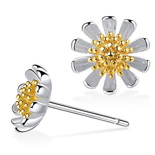 Mrs IXIQI True Sterling Silver Sun Flower Studs Earring Stud for Women with Fashion Gift Box