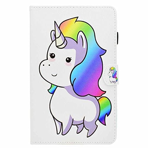 Kindle Fire HD8 2016 / 2017 Smart Case Cover, COOSTOREEU Quality PU Leather, Colorful Pattern Tablet Holster, Unicorn
