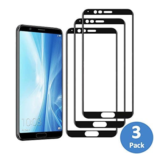 Widamin 3Pack,Huawei Honor V10 Screen Protector,honor view 10 Full Coverage film,Lifetime Warranty,Crystal Clearity,No-Bubble and fingerprints easy to clean-Black