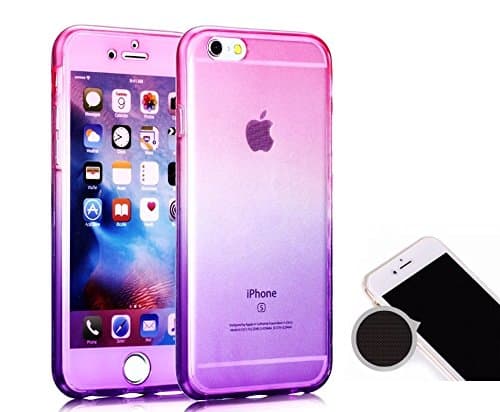 TheTransporter Slim 360 degree Protective Front and Back Full Coverage TPU Silicone Gel Case Cover For Apple iPhone 5 5s se (Pink/Purple)