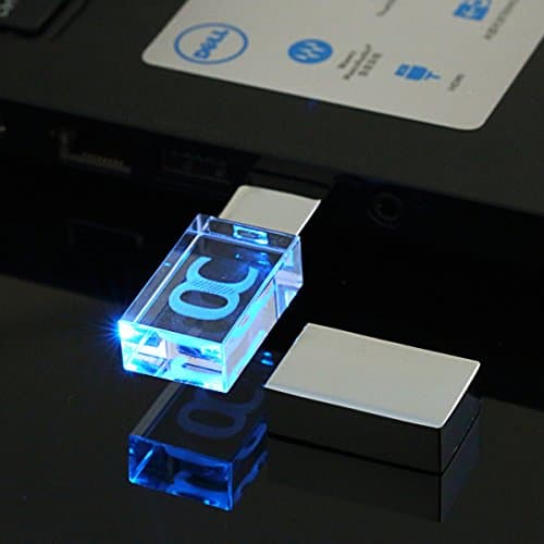 ONCHOICE USB 2.0 Flash Drive Memory Stick LED Light Thumb U Disk Pen Disk ACRYLIC Clear Gift 16GB
