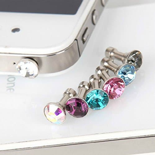 STRONGCLOUD 50Pcs Round Crystal Anti Dust Cap Plug Beautiful Protect Your Phone'S Docking Port From Dust