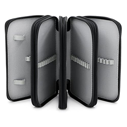 Clairty 72 Inserting Portable Large Capacity Multi-layer Pencil Case for Colouring Pencils, Narrow Fineliner and Narrow Gel Pen (Pencils Not Included) (black)