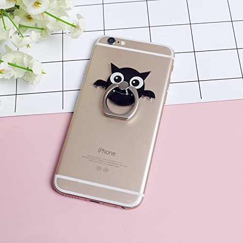 360 degree rotation Multi-function Cell Phone Holder Pop cellular phone bracket Socket Universal Expanding Stand Grip hands Finger ring Mount for Smartphones and Tablets - black owl