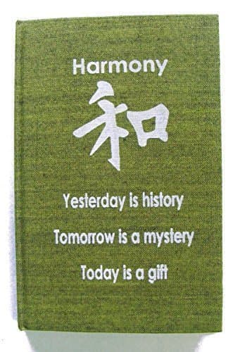 Green Harmony Affirmation Hardback Notebook / Journal - Unlined Pure White Paper - 54 Sheets
