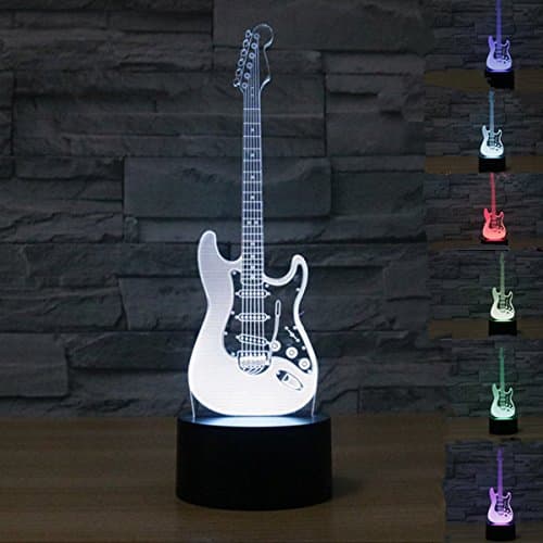 LED 3D Lamp, EONANT 3D Nigh Lights LED USB Touch with 7 Color Optical Illusion Desk Lights for Kids Room Home Decoration (E-Guitar)