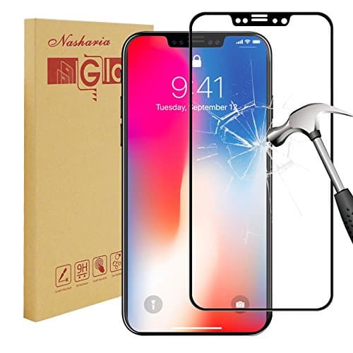 Nasharia iPhone X Screen Protector, 3D Tempered Glass Full Coverage Screen Protector Film Edge to Edge Fully Protection Anti Scratch for iPhone X/iPhone 10 5.8-inch